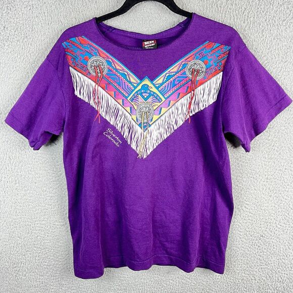 Vtg Silverton Colorado T Shirt Women M Single Stitch Southwest Native American - Picture 2 of 10